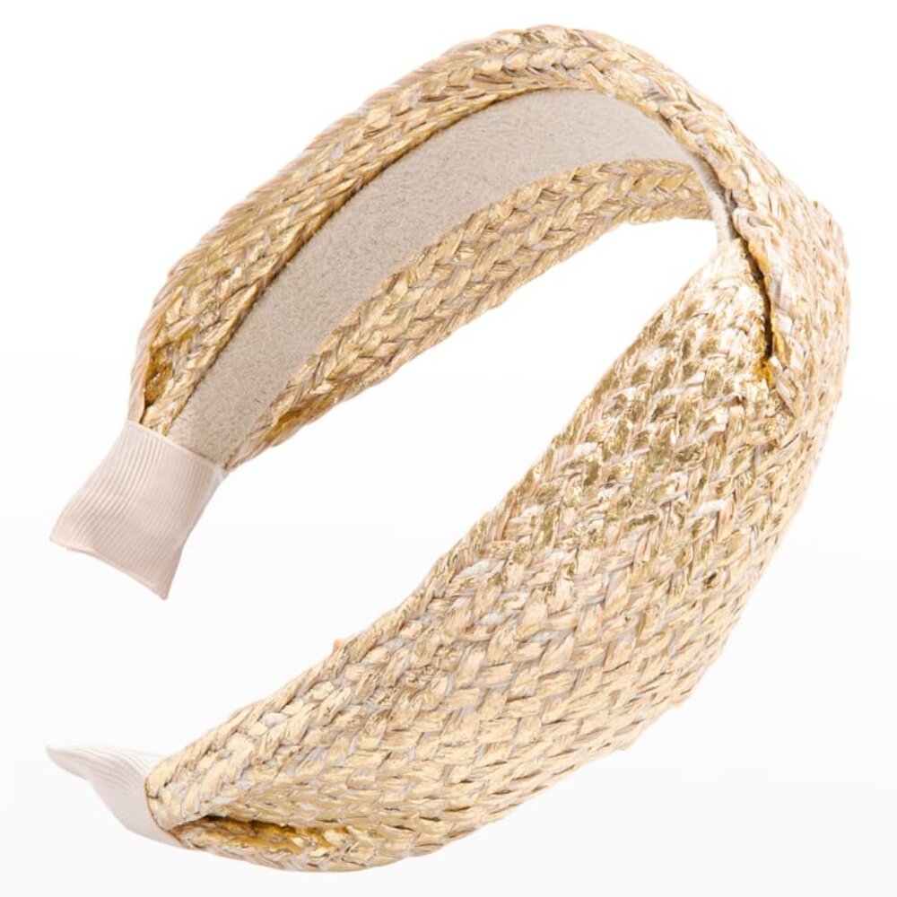 Raffia Woven Knot Straw Headband NEW